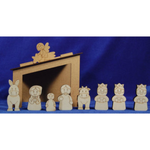 Nacimiento con reyes para pintar 7 cm madera La lluna