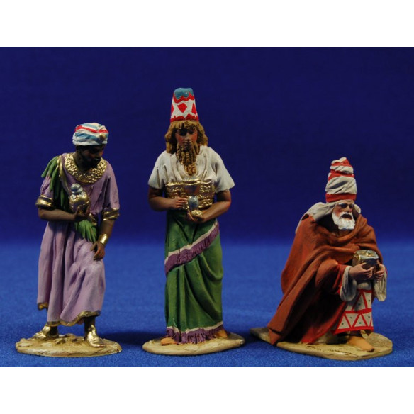 Catalan addoring kings 10 cm clay painted De Francesco