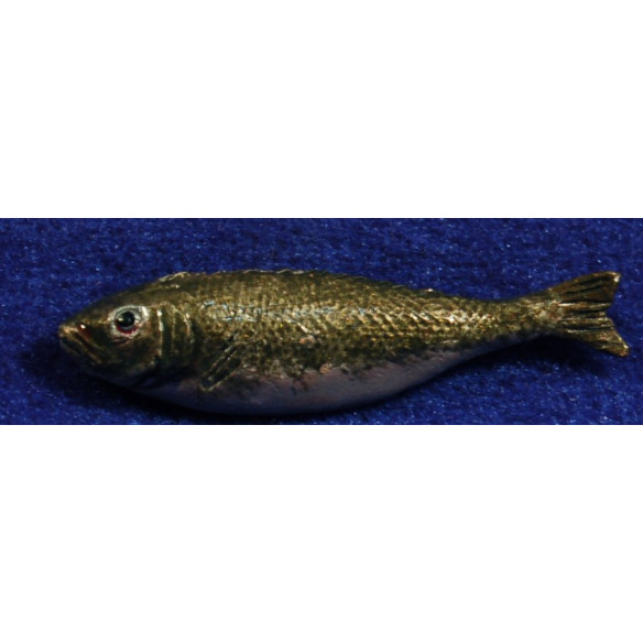 Pesce argento 4,5 cm terracotta dipinto