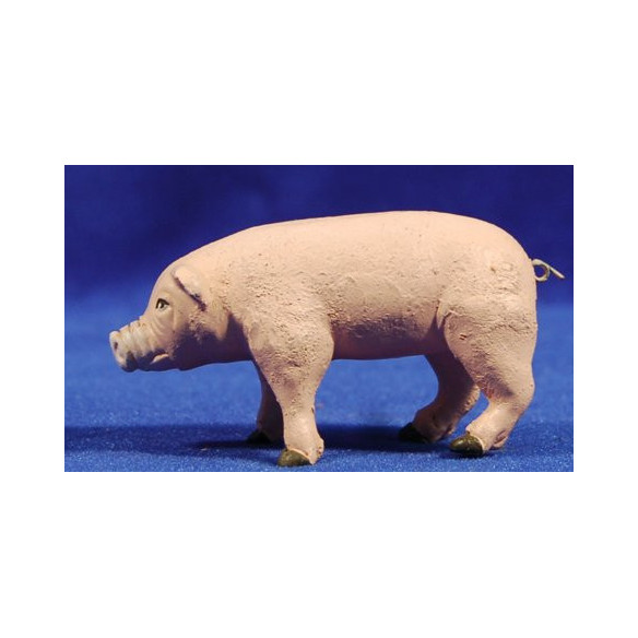 Cerdo 14 cm barro pintado