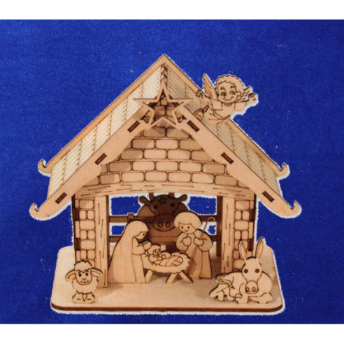Natività  per colorare 6 cm legno La lluna
