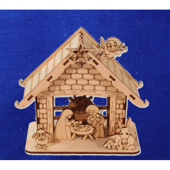 Natività  per colorare 6 cm legno La lluna