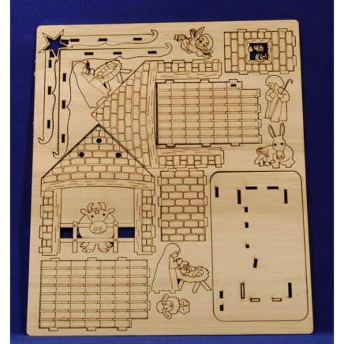 Natività  per colorare 6 cm legno La lluna