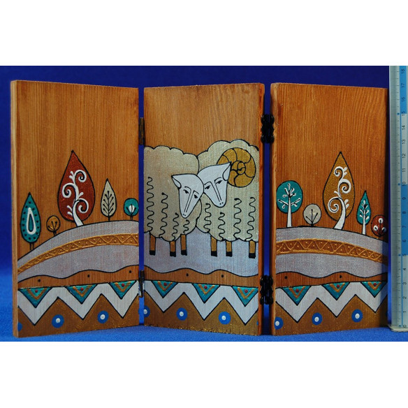 Nativity triptic zig-zag 13 cm painted wood