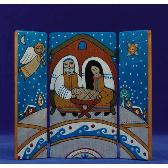 Nativity cow and donkey 13 cm painted wood