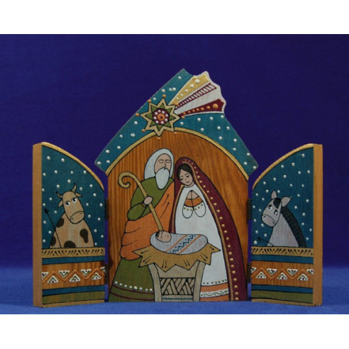 Nativity cow and donkey 22 cm painted wood
