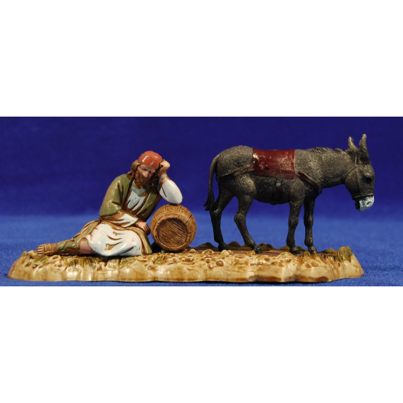 Shepherd sleeping with donkey 10 cm plastic Moranduzzo - Landi ebraic style