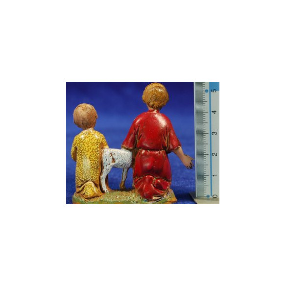Due bimbo con pecora 10 cm plastica Moranduzzo - Landi stile 700