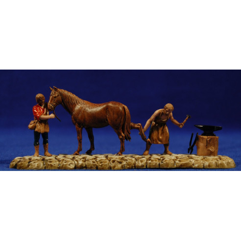Blacksmiths with horse 6 cm plastic Moranduzzo - Landi