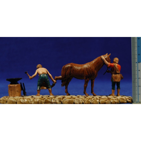 Blacksmiths with horse 6 cm plastic Moranduzzo - Landi