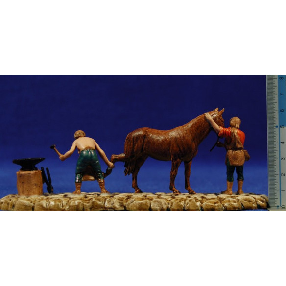 Blacksmiths with horse 6 cm plastic Moranduzzo - Landi