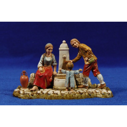 Shepherds on a fountain 10 cm plastic Moranduzzo - Landi 700 style