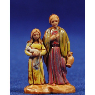 Pastorella con bambina 3,5 cm plastica Moranduzzo - Landi stile 700