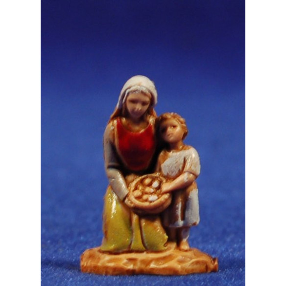 Pastora y niña adorando 3,5 cm plástico Moranduzzo - Landi estilo 700