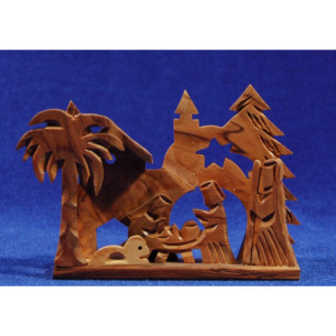 Natività e pastore decorazione 8 cm legno