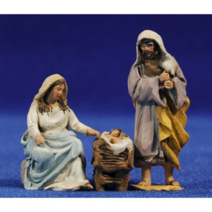 Nativity without animals 4 cm clay painted De Francesco