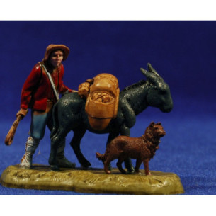 Shepherd with donkey and dog 6 cm plastic Moranduzzo - Landi 700 style