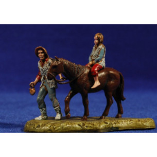 Pastori con cavallo 6 cm plastica Moranduzzo - Landi stile arabo