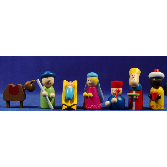 Nativity with kings 8 cm wood