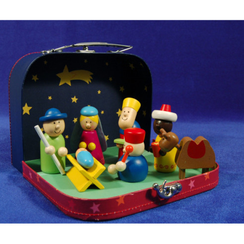 Nacimiento con reyes 8 cm madera