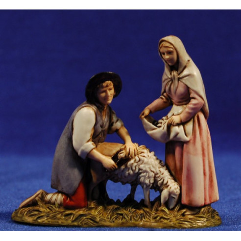 Shearer and a woman 8 cm plastic Moranduzzo - Landi ebraic style