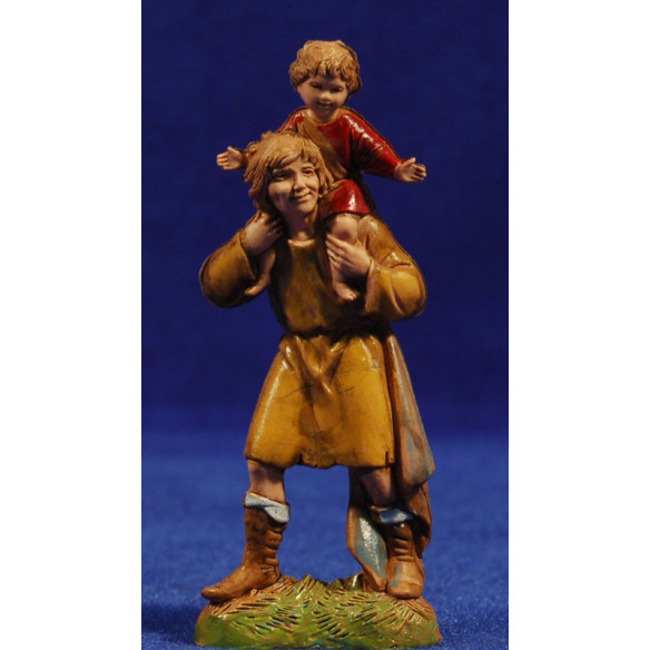 Pastore con bambino in spalla 10 cm plastica Moranduzzo - Landi stile 700