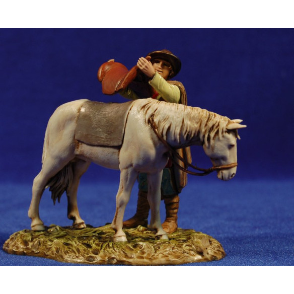 Shepherd with a horse 10 cm plastic Moranduzzo - Landi 700 style