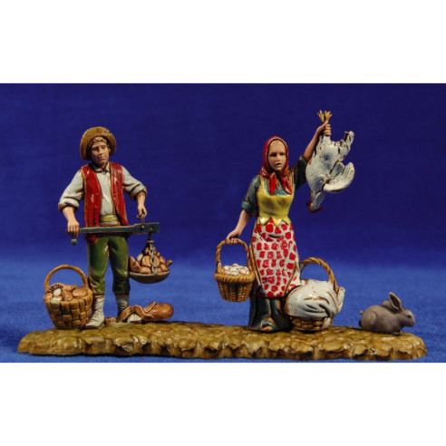 Grupo Campesinos vendiendo 10 cm plástico Moranduzzo - Landi estilo 700