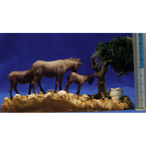 Gruppo asini e albero 8 cm plastica Moranduzzo - Landi