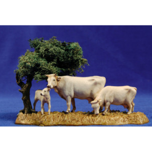 Gruppo mucca e albero 8 cm plastica Moranduzzo - Landi