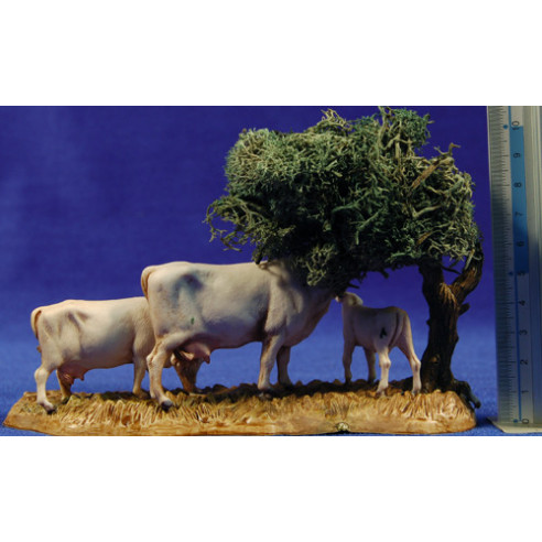 Gruppo mucca e albero 8 cm plastica Moranduzzo - Landi