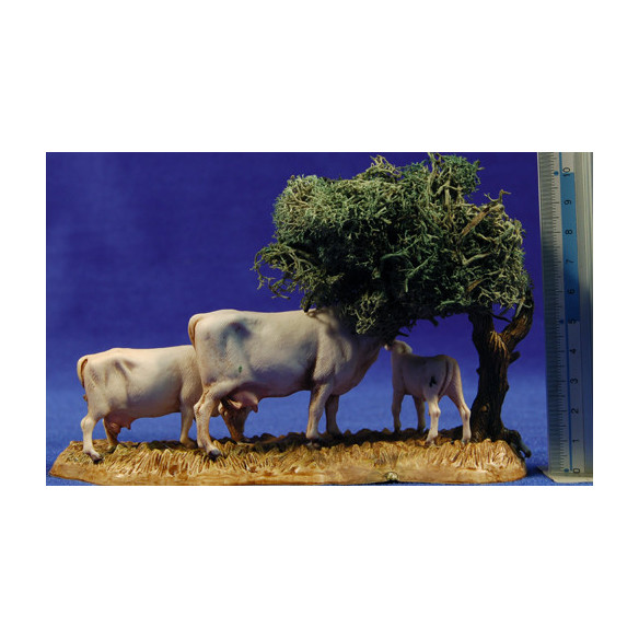 Gruppo mucca e albero 8 cm plastica Moranduzzo - Landi