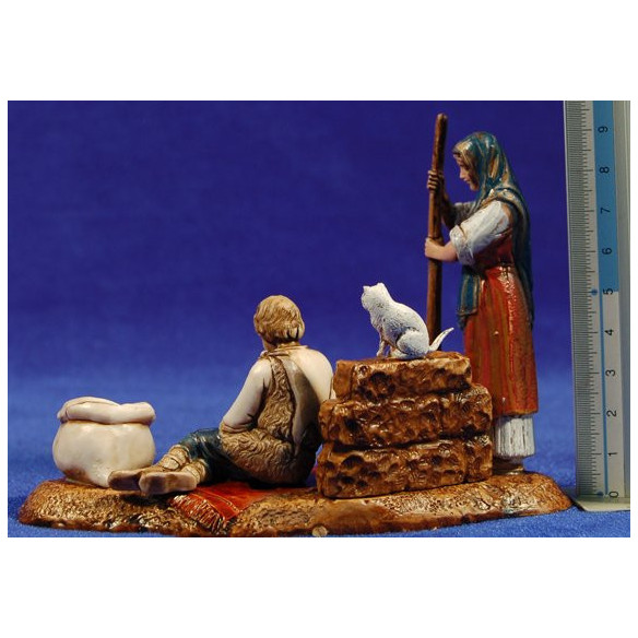 Donna cucinando con bimbo 10 cm plastica Moranduzzo - Landi stile 700