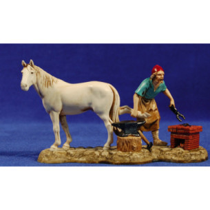 Shepherd with horse 10 cm plastic Moranduzzo - Landi