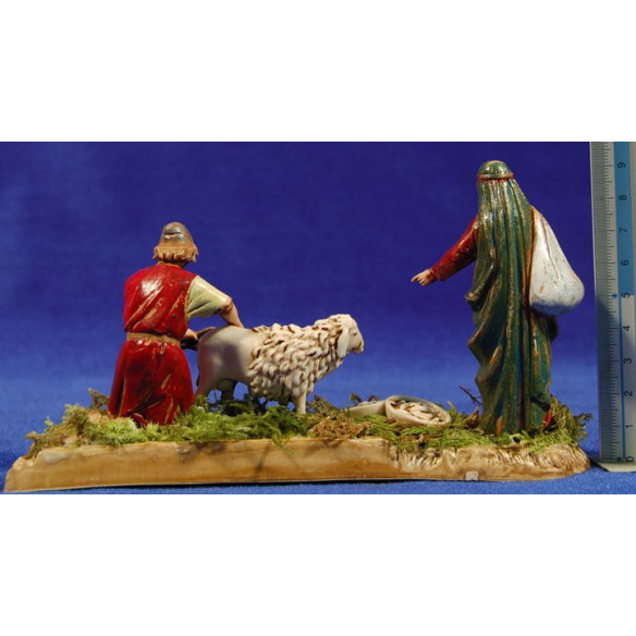 Pastor esquilando y mujer 10 cm plástico Moranduzzo - Landi estilo ebraico