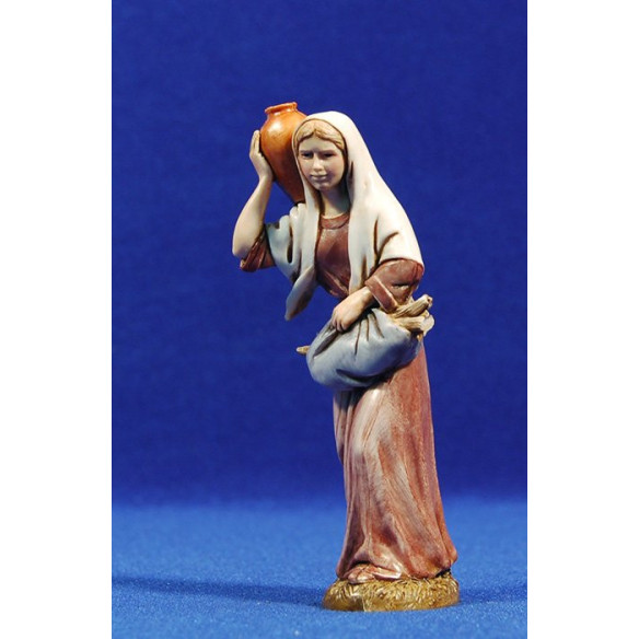 Woman with wood and jar 12-13 cm plastic Moranduzzo - Landi 700 style