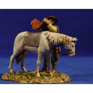 Shepherd with a horse 10 cm plastic Moranduzzo - Landi 700 style