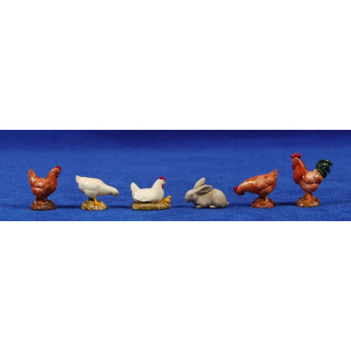 Group of chicken and rabbit 10 cm plastic Moranduzzo - Landi