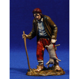 Caçador  amb conill 12-13 cm plàstic Moranduzzo - Landi estil 700
