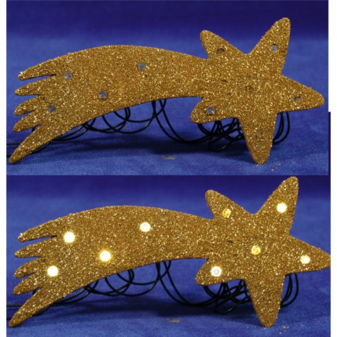 Stella oro natività illuminata 17 cm plastica