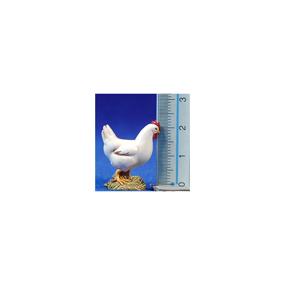 Gruppo di galline gallo e coniglio bianchi 10 cm plastica Moranduzzo - Landi
