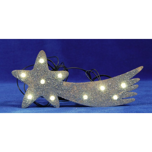 Estrella plata nacimiento iluminada 17 cm plástico