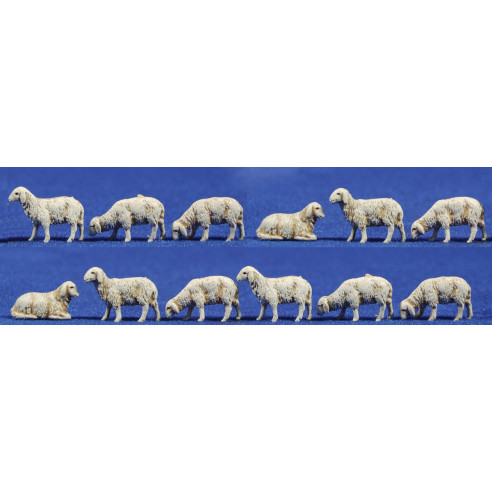 Gruppo 12 pecore 6'5 cm plastica Moranduzzo - Landi