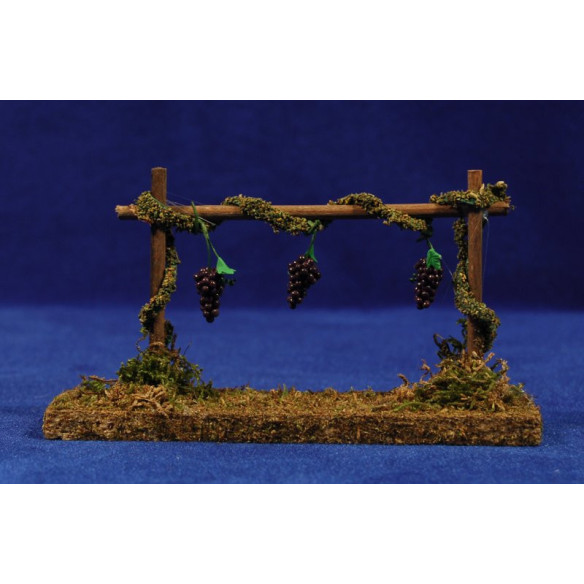 Filare di vigna con uva nera 7 cm plastica muschio