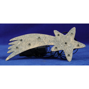 Estrella plata naixement amb llum 17 cm plàstic