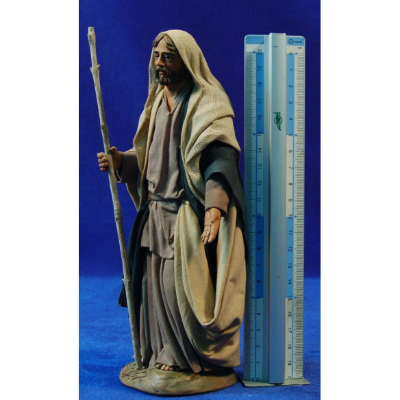 Natività senza buè ne asino 20 cm stoffe e terracotta