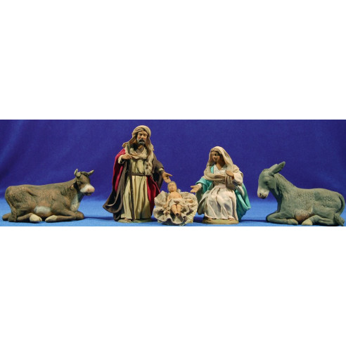 Natività 14 cm terracota e stoffe