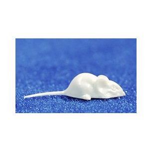 Ratón blanco con cola 1,8 cm plástico