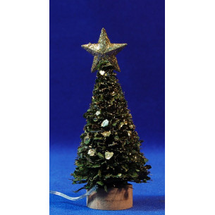 Arbol de navidad iluminado con portapilas 14 cm plastico