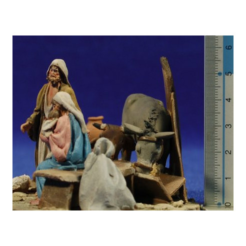 Nativity model 2 5,5 cm clay painted De Francesco